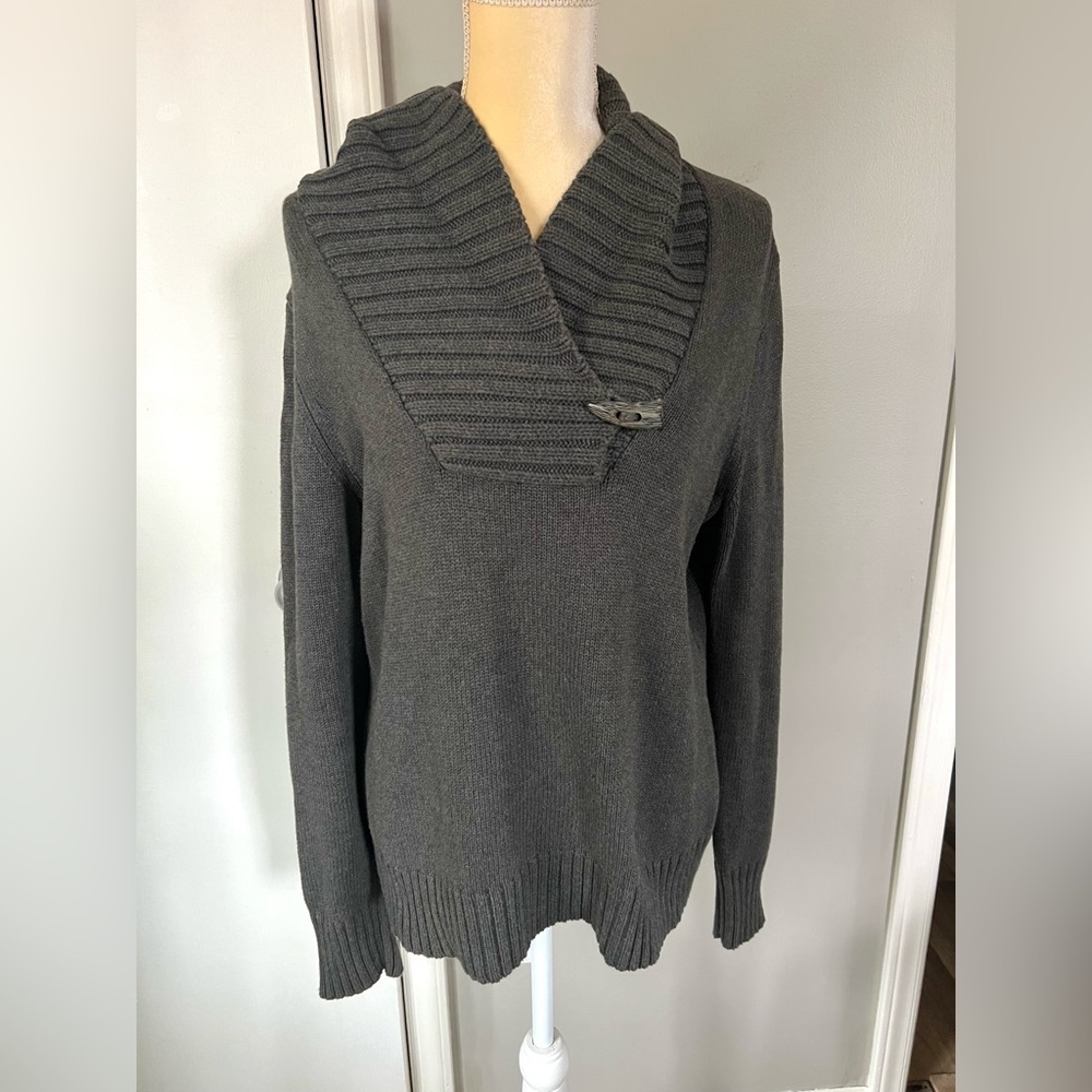 Lauren Ralph Lauren Woman’s Dark Grey Heavy Comfy Cowl Neck Sweater Size XL